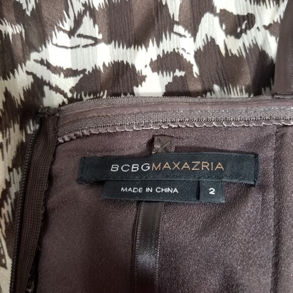 MaxAzria 100% Silk Strapless Dress w/ bow animal print Women's size 2 - Picture 2 of 7